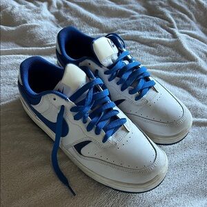 Nike White and Blue Men's Sneakers